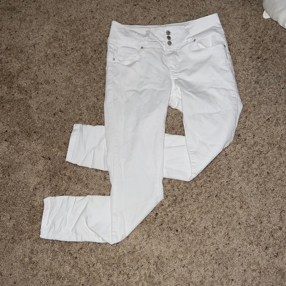 Classic White Straight Leg Jeans Size 7 juniors By Wax Jeans- (But I Love you)